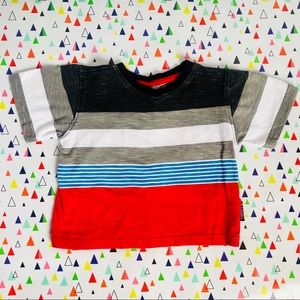 Carter’s Boys Black, Red, Gray & White Striped Tee